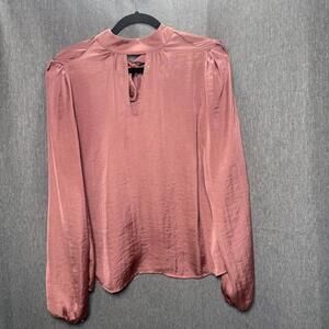 Paige Women's S Keyhole Satin Blouse Mauve Pink Classic Designer